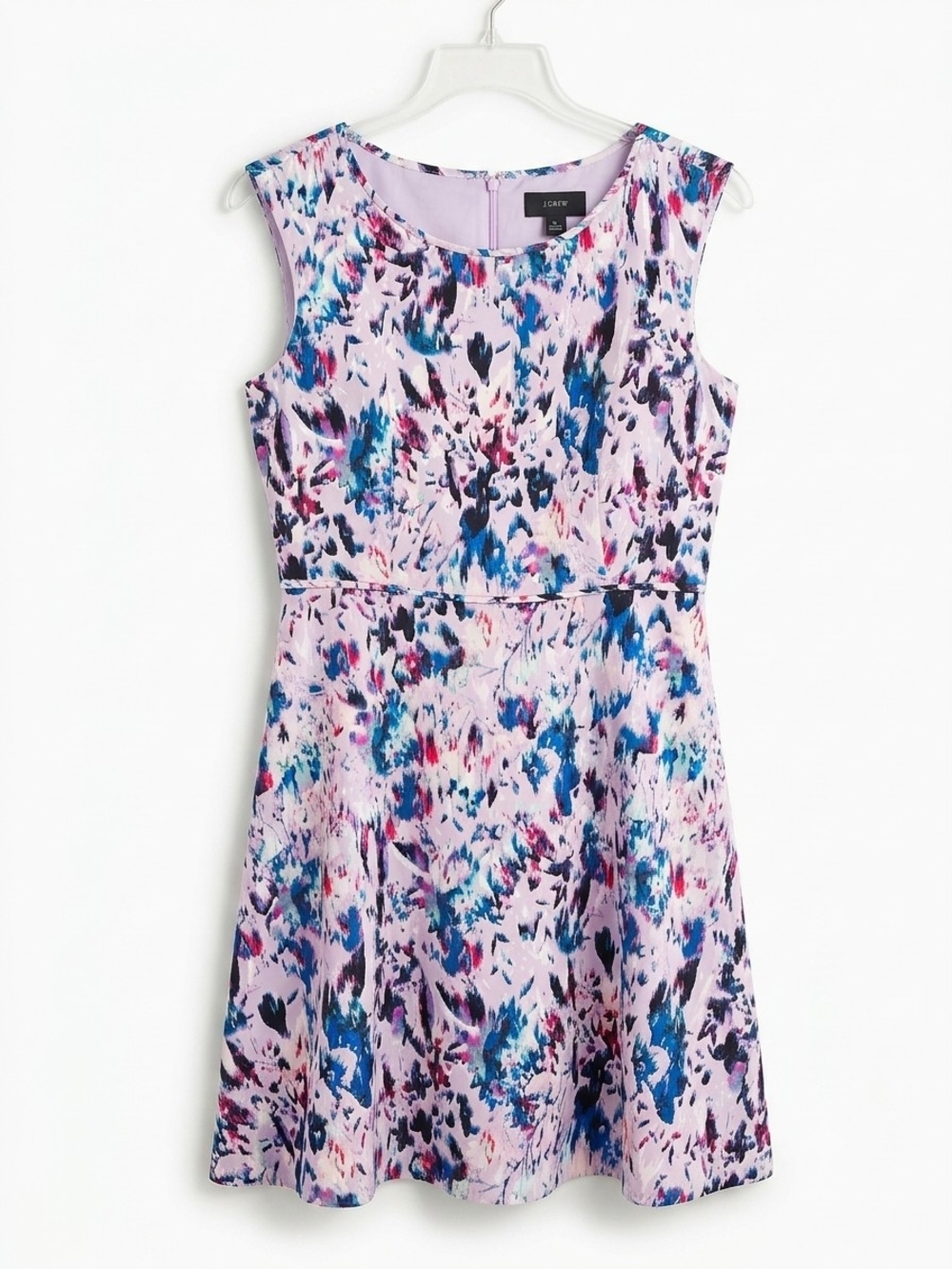 NWT J.Crew Watercolor Abstract Floral Shift A Line Dress Lilac Multi Size 8 - Picture 3 of 7